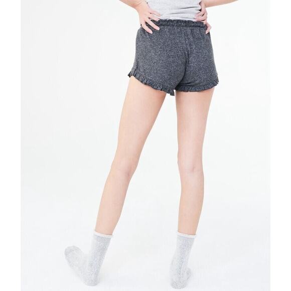 NWT Chaser Women's Soft Cozy Gray Low Rise Ruffle Hem Drawstring Shorts Sz M - Picture 3 of 12